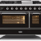 Ilve UM12FDNS3BKCLP Majestic Ii 48 Inch Dual Fuel Liquid Propane Freestanding Range In Glossy Black With Chrome Trim