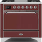 Ilve UM09FDQNS3BUCLP Majestic Ii 36 Inch Dual Fuel Liquid Propane Freestanding Range In Burgundy With Chrome Trim