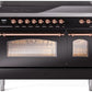 Ilve UPI486NMPBKP Nostalgie Ii 48 Inch Electric Freestanding Range In Glossy Black With Copper Trim