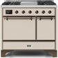 Ilve UMD10FDQNS3AWBLP Majestic Ii 40 Inch Dual Fuel Liquid Propane Freestanding Range In Antique White With Bronze Trim