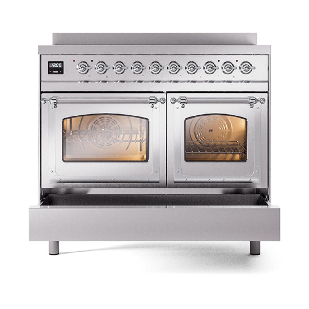 Ilve UNDI406NMPSSC Ilve Undi406Nmpssc Nostalgie Ii Noblesse 40" Induction Range (Triple Glass Door, Stainless Steel, Chrome)