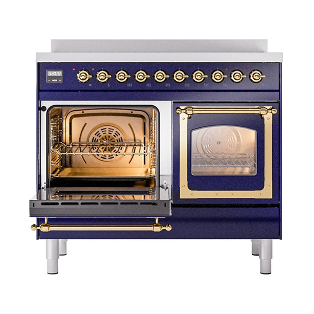 Ilve UNDI406NMPMBG Ilve Undi406Nmpmbg Nostalgie Ii Noblesse 40" Induction Range (Triple Glass Door, Midnight Blue, Brass)