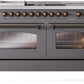 Ilve UP60FSNMPMGB Nostalgie Ii 60 Inch Dual Fuel Natural Gas Freestanding Range In Matte Graphite With Bronze Trim