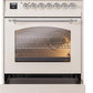 Ilve UP30NMPAWC Nostalgie Ii 30 Inch Dual Fuel Natural Gas Freestanding Range In Antique White With Chrome Trim