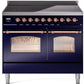 Ilve UPDI406NMPMBP Nostalgie Ii 40 Inch Electric Freestanding Range In Blue With Copper Trim