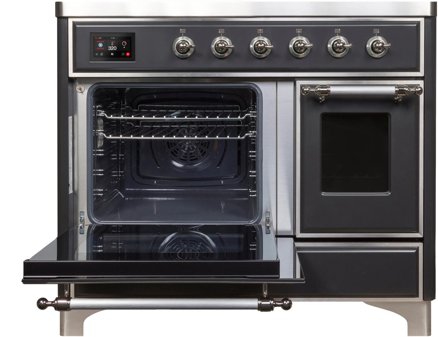 Ilve UMDI10NS3MGC Majestic Ii 40 Inch Electric Freestanding Range In Matte Graphite With Chrome Trim