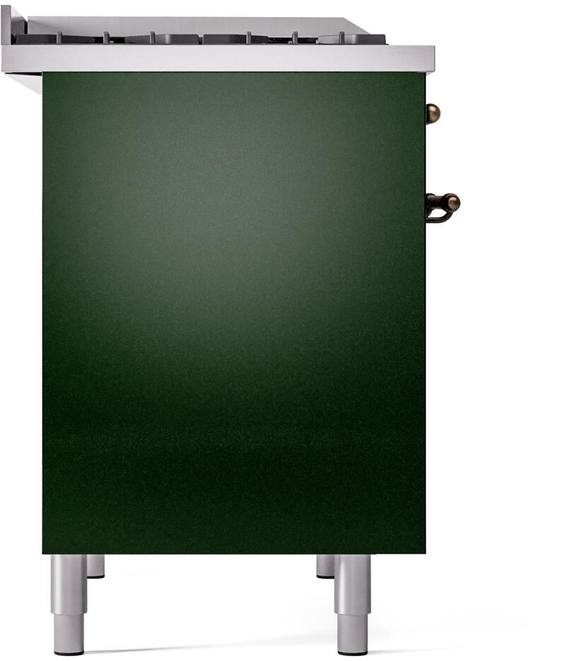 Ilve UPD40FNMPEGBLP Nostalgie Ii 40 Inch Dual Fuel Liquid Propane Freestanding Range In Emerald Green With Bronze Trim