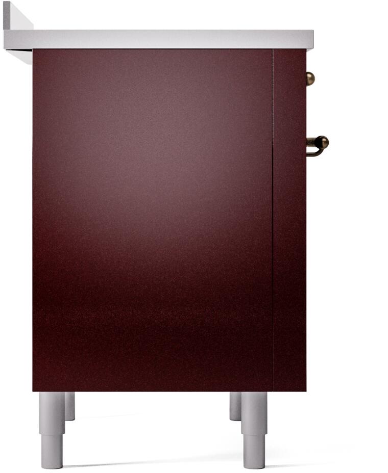 Ilve UPI366NMPBUB Nostalgie Ii 36 Inch Electric Freestanding Range In Burgundy With Bronze Trim