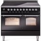 Ilve UPDI406NMPBKC Nostalgie Ii 40 Inch Electric Freestanding Range In Glossy Black With Chrome Trim