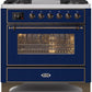 Ilve UM09FDNS3MBBLP Majestic Ii 36 Inch Dual Fuel Liquid Propane Freestanding Range In Blue With Bronze Trim