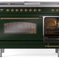 Ilve UP48FSNMPEGG Nostalgie Ii 48 Inch Dual Fuel Natural Gas Freestanding Range In Emerald Green With Brass Trim