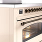 Ilve UPI366NMPAWB Nostalgie Ii 36 Inch Electric Freestanding Range In Antique White With Bronze Trim