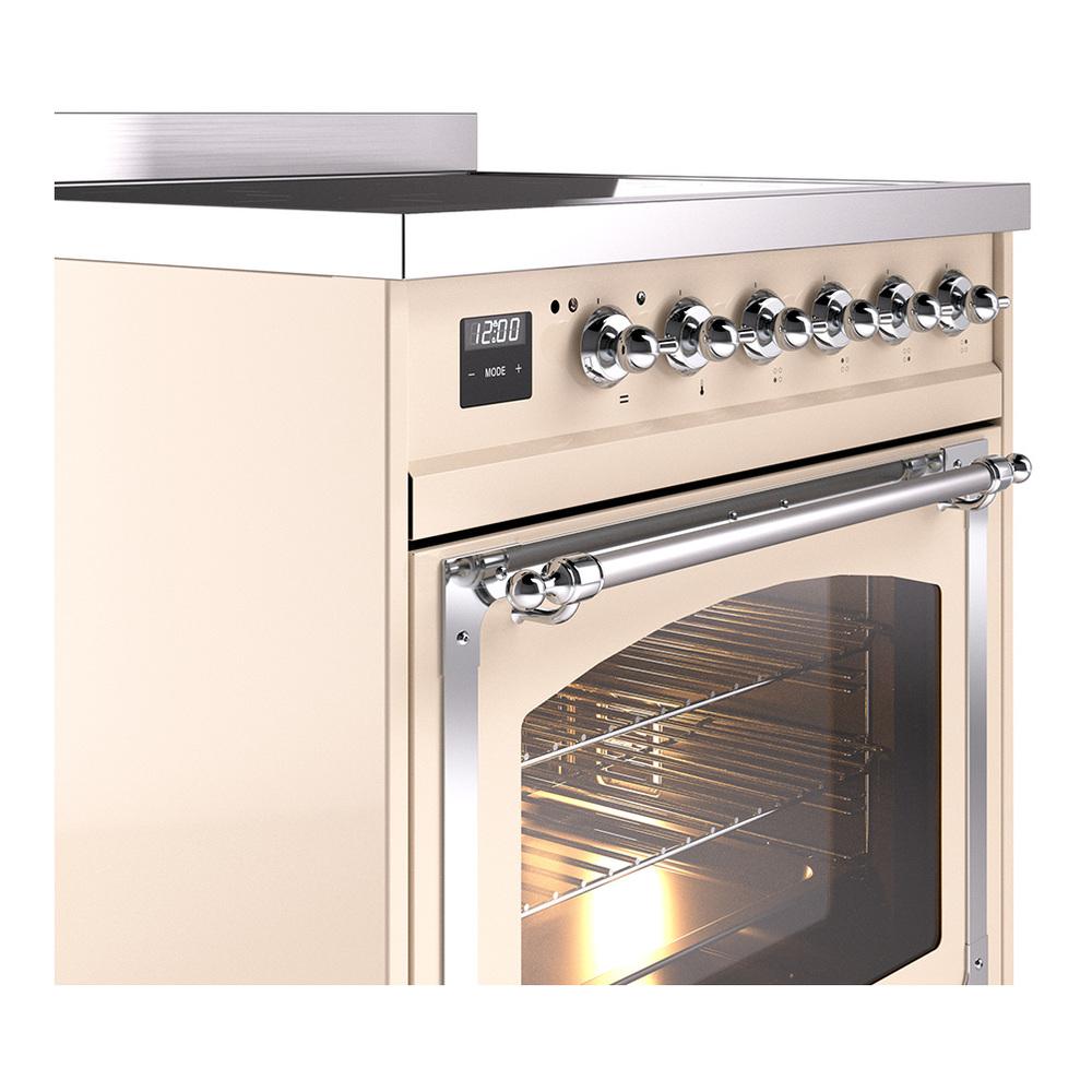 Ilve UNI304NMPAWC Ilve Uni304Nmpawc Nostalgie Ii Noblesse 30" Induction Range (Triple Glass Door, Antique White, Chrome)