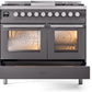 Ilve UPD40FWMPMG Professional Plus Ii 40 Inch Dual Fuel Natural Gas Freestanding Range In Matte Graphite With Trim