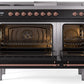 Ilve UP48FSNMPBKPLP Nostalgie Ii 48 Inch Dual Fuel Liquid Propane Freestanding Range In Glossy Black With Copper Trim