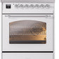 Ilve UP30NMPWHC Nostalgie Ii 30 Inch Dual Fuel Natural Gas Freestanding Range In White With Chrome Trim