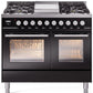 Ilve UPD40FWMPBKLP Professional Plus Ii 40 Inch Dual Fuel Liquid Propane Freestanding Range In Glossy Black With Trim