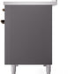 Ilve UPI486NMPMGB Nostalgie Ii 48 Inch Electric Freestanding Range In Matte Graphite With Bronze Trim