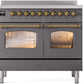 Ilve UPDI406NMPMGG Nostalgie Ii 40 Inch Electric Freestanding Range In Matte Graphite With Brass Trim