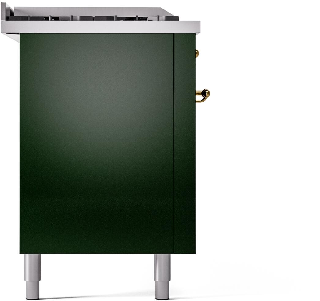 Ilve UP60FSNMPEGGLP Nostalgie Ii 60 Inch Dual Fuel Liquid Propane Freestanding Range In Emerald Green With Brass Trim