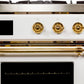 Ilve UMD10FDNS3WHGLP Majestic Ii 40 Inch Dual Fuel Liquid Propane Freestanding Range In White With Brass Trim