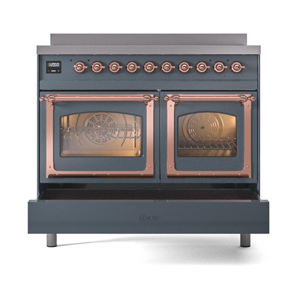 Ilve UNDI406NMPBGP Ilve Undi406Nmpbgp Nostalgie Ii Noblesse 40" Induction Range (Triple Glass Door, Blue Grey, Copper)