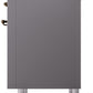 Ilve UPI366NMPMGB Nostalgie Ii 36 Inch Electric Freestanding Range In Matte Graphite With Bronze Trim