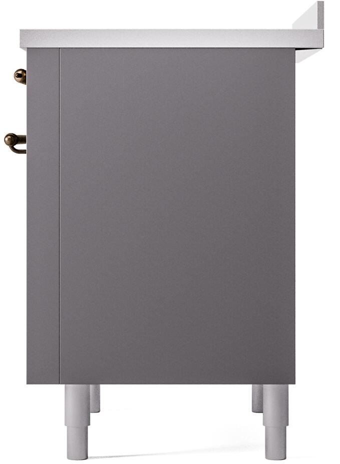 Ilve UPI366NMPMGB Nostalgie Ii 36 Inch Electric Freestanding Range In Matte Graphite With Bronze Trim