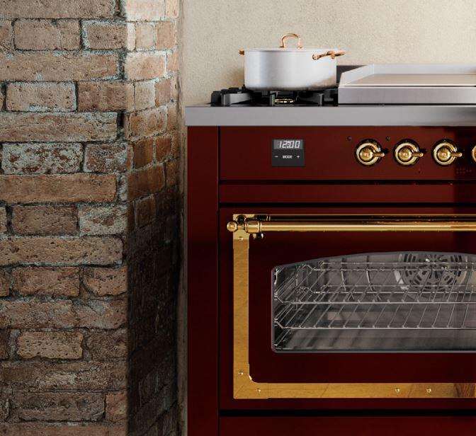 Ilve UPD40FNMPAWB Nostalgie Ii 40 Inch Dual Fuel Natural Gas Freestanding Range In Antique White With Bronze Trim