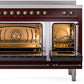 Ilve UPI486NMPBUB Nostalgie Ii 48 Inch Electric Freestanding Range In Burgundy With Bronze Trim