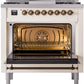 Ilve UP36FNMPAWBLP Nostalgie Ii 36 Inch Dual Fuel Liquid Propane Freestanding Range In Antique White With Bronze Trim