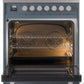 Ilve UP30WMPBG Professional Plus Ii 30 Inch Dual Fuel Natural Gas Freestanding Range In Blue Grey With Trim