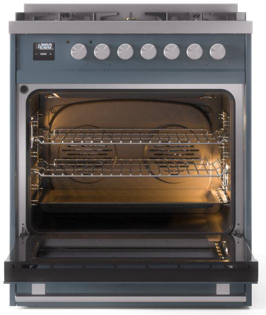 Ilve UP30WMPBG Professional Plus Ii 30 Inch Dual Fuel Natural Gas Freestanding Range In Blue Grey With Trim