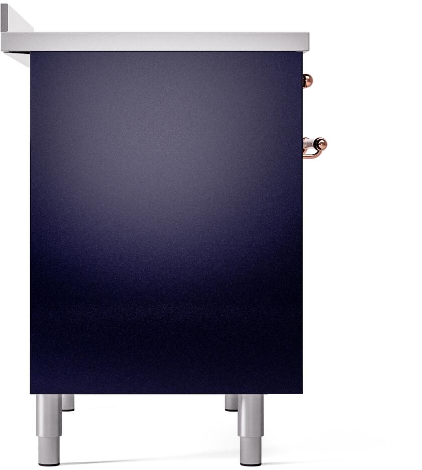 Ilve UPDI406NMPMBP Nostalgie Ii 40 Inch Electric Freestanding Range In Blue With Copper Trim