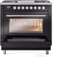 Ilve UP36FWMPBK Professional Plus Ii 36 Inch Dual Fuel Natural Gas Freestanding Range In Glossy Black With Trim