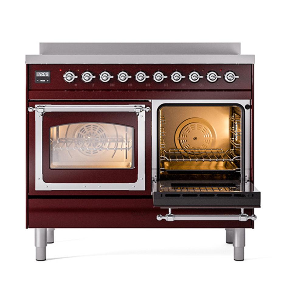 Ilve UNDI406NMPBUC Ilve Undi406Nmpbuc Nostalgie Ii Noblesse 40" Induction Range (Triple Glass Door, Burgundy, Chrome)