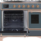 Ilve UMD10FDNS3BGPLP Majestic Ii 40 Inch Dual Fuel Liquid Propane Freestanding Range In Blue Grey With Copper Trim