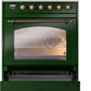 Ilve UPI304NMPEGB Nostalgie Ii 30 Inch Electric Freestanding Range In Emerald Green With Bronze Trim