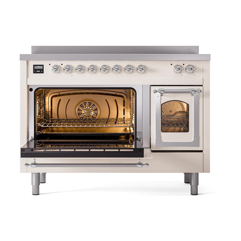 Ilve UNI486NMPAWC Ilve Uni486Nmpawc Nostalgie Ii Noblesse 48" Induction Range (Triple Glass Door, Antique White, Chrome)