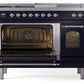 Ilve UP48FSNMPMBC Nostalgie Ii 48 Inch Dual Fuel Natural Gas Freestanding Range In Blue With Chrome Trim