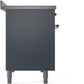 Ilve UPI486NMPBGG Nostalgie Ii 48 Inch Electric Freestanding Range In Blue Grey With Brass Trim