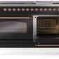 Ilve UP60FNMPBKP Nostalgie Ii 60 Inch Dual Fuel Natural Gas Freestanding Range In Glossy Black With Copper Trim