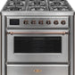 Ilve UM09FDNS3SSB Majestic Ii 36 Inch Dual Fuel Natural Gas Freestanding Range In Stainless Steel With Bronze Trim