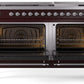 Ilve UP60FNMPBUCLP Nostalgie Ii 60 Inch Dual Fuel Liquid Propane Freestanding Range In Burgundy With Chrome Trim