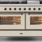 Ilve UM15FDNS3AWB Majestic Ii 60 Inch Dual Fuel Natural Gas Freestanding Range In Antique White With Bronze Trim