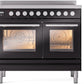 Ilve UPDI406WMPBK Professional Plus Ii 40 Inch Electric Freestanding Range In Glossy Black With Trim