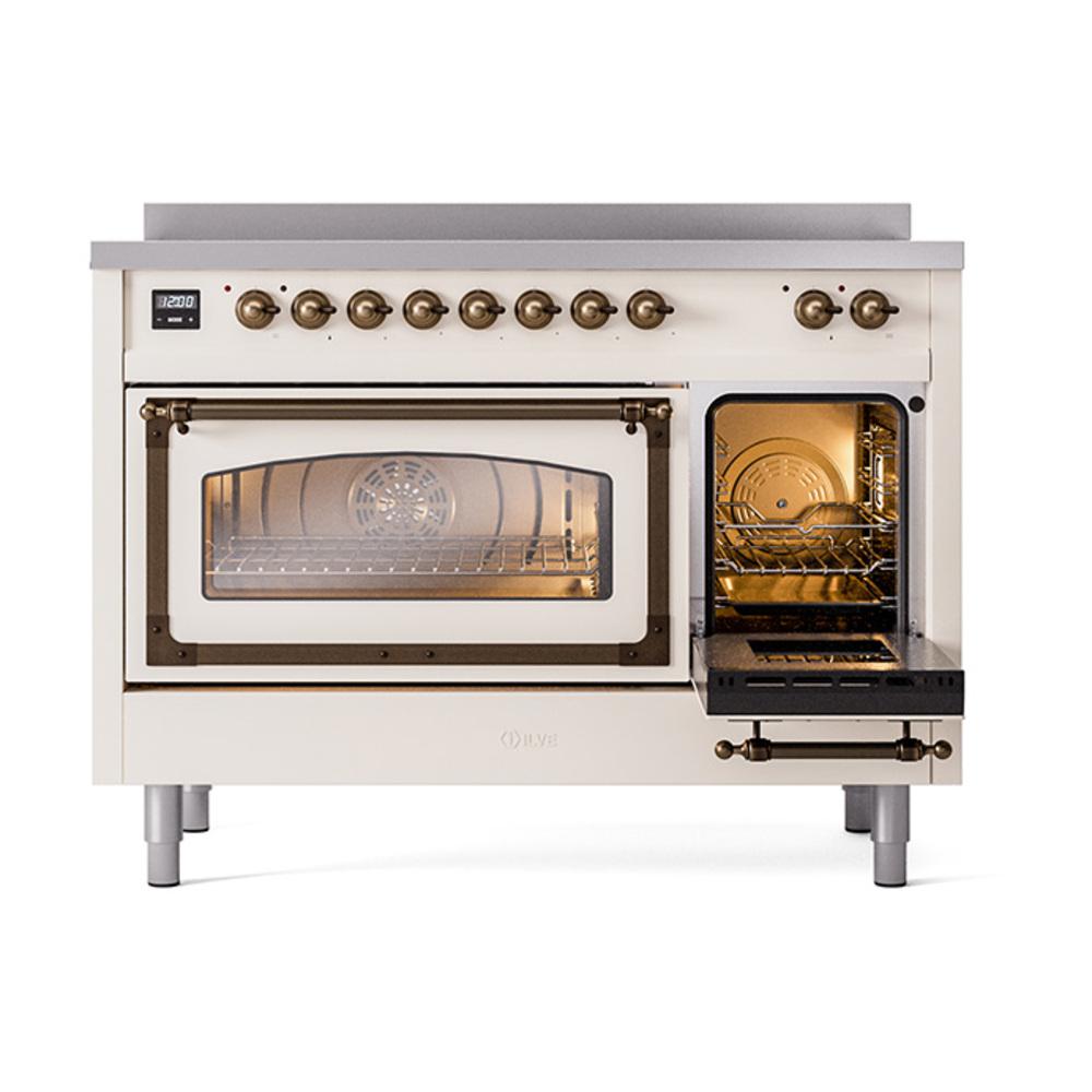 Ilve UNI486NMPAWB Ilve Uni486Nmpawb Nostalgie Ii Noblesse 48" Induction Range (Triple Glass Door, Antique White, Burnished)