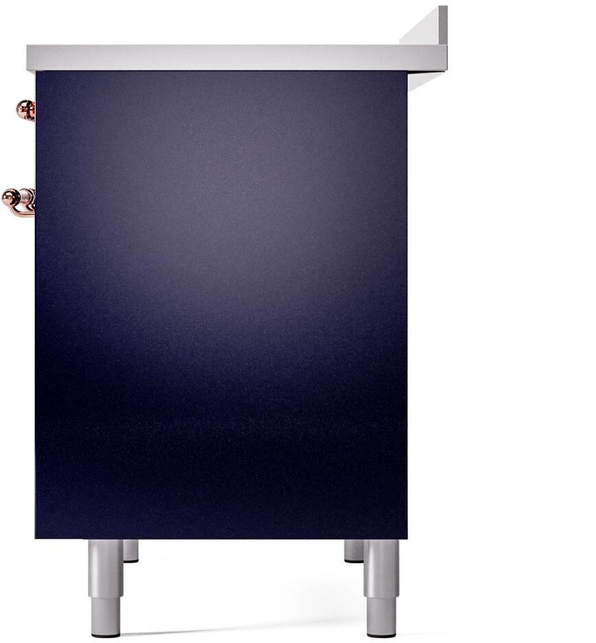 Ilve UPDI406NMPMBP Nostalgie Ii 40 Inch Electric Freestanding Range In Blue With Copper Trim