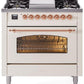 Ilve UP36FNMPAWPLP Nostalgie Ii 36 Inch Dual Fuel Liquid Propane Freestanding Range In Antique White With Copper Trim