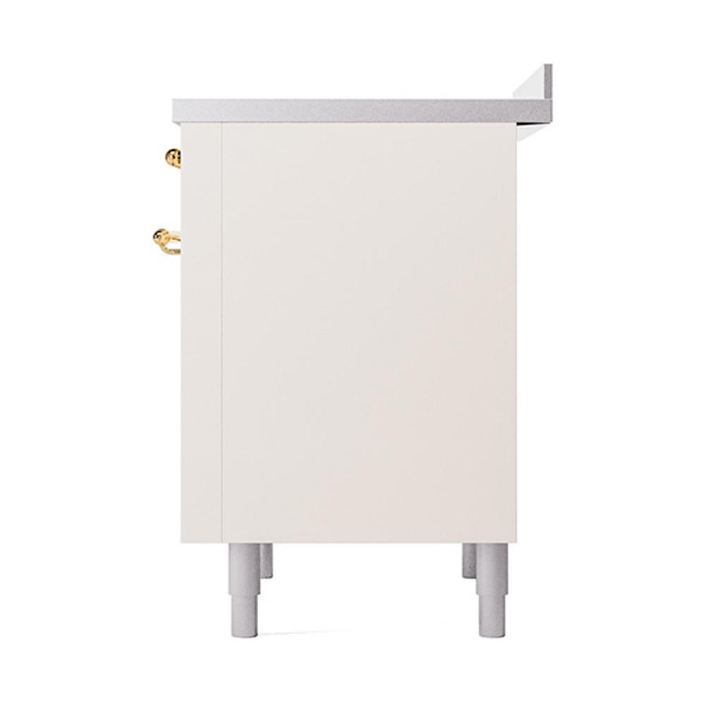 Ilve UNI366QNMPAWG Ilve Uni366Qnmpawg Nostalgie Ii Noblesse 36" Induction Range (Solid Door, Antique White, Brass)